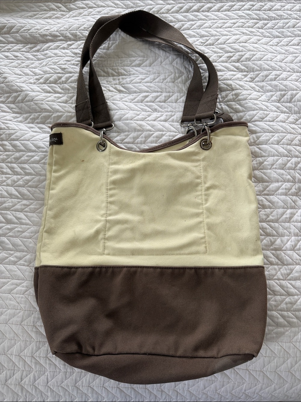 thirty-one Cream and Brown Two-Tone Canvas Tote